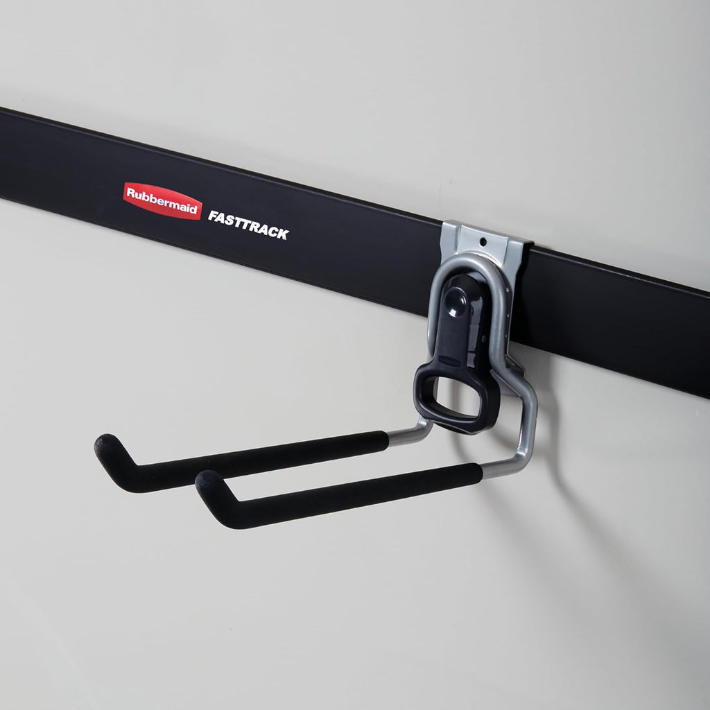 Rubbermaid Fasttrack Wall Mounted Garage Storage Utility Multi Hook for Tools, Chairs, Hose, Equipment, and Other Items, Supports 50 Lbs Each (8 Pack)