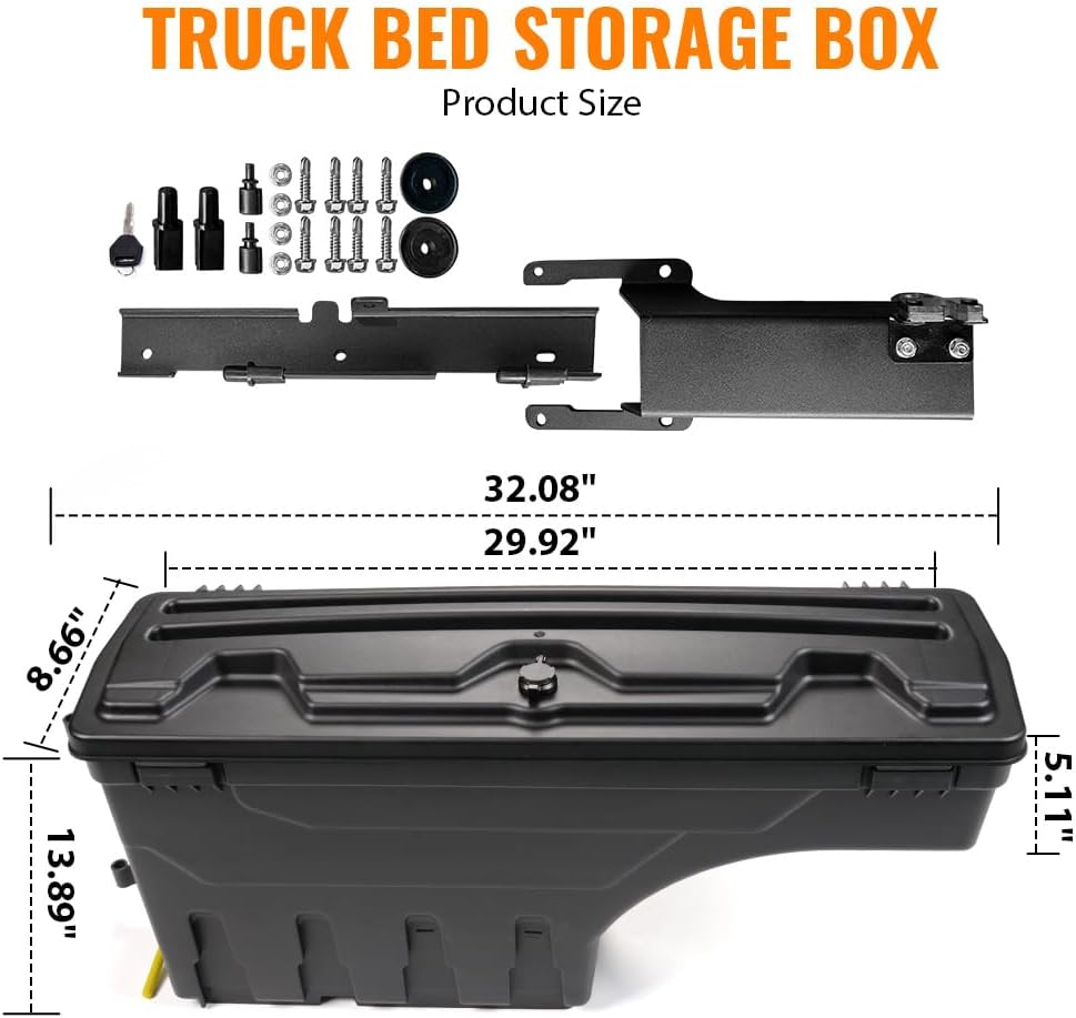 G-PLUS Lockable Storage Boxes Case Truck Bed Tool Box Driver & Passenger Side Pair Compatible with Ford F150 2015-2020 Black