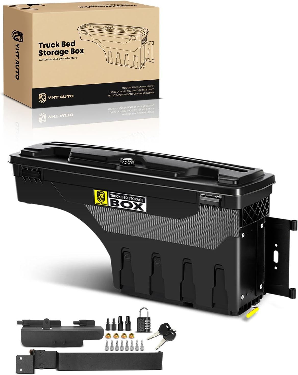 YHTAUTO Truck Bed Storage Tool Box Lockable Compatible with 1987-2011 Dodge Dakota, Passenger Side, Swing Waterproof Wheel Well Toolbox