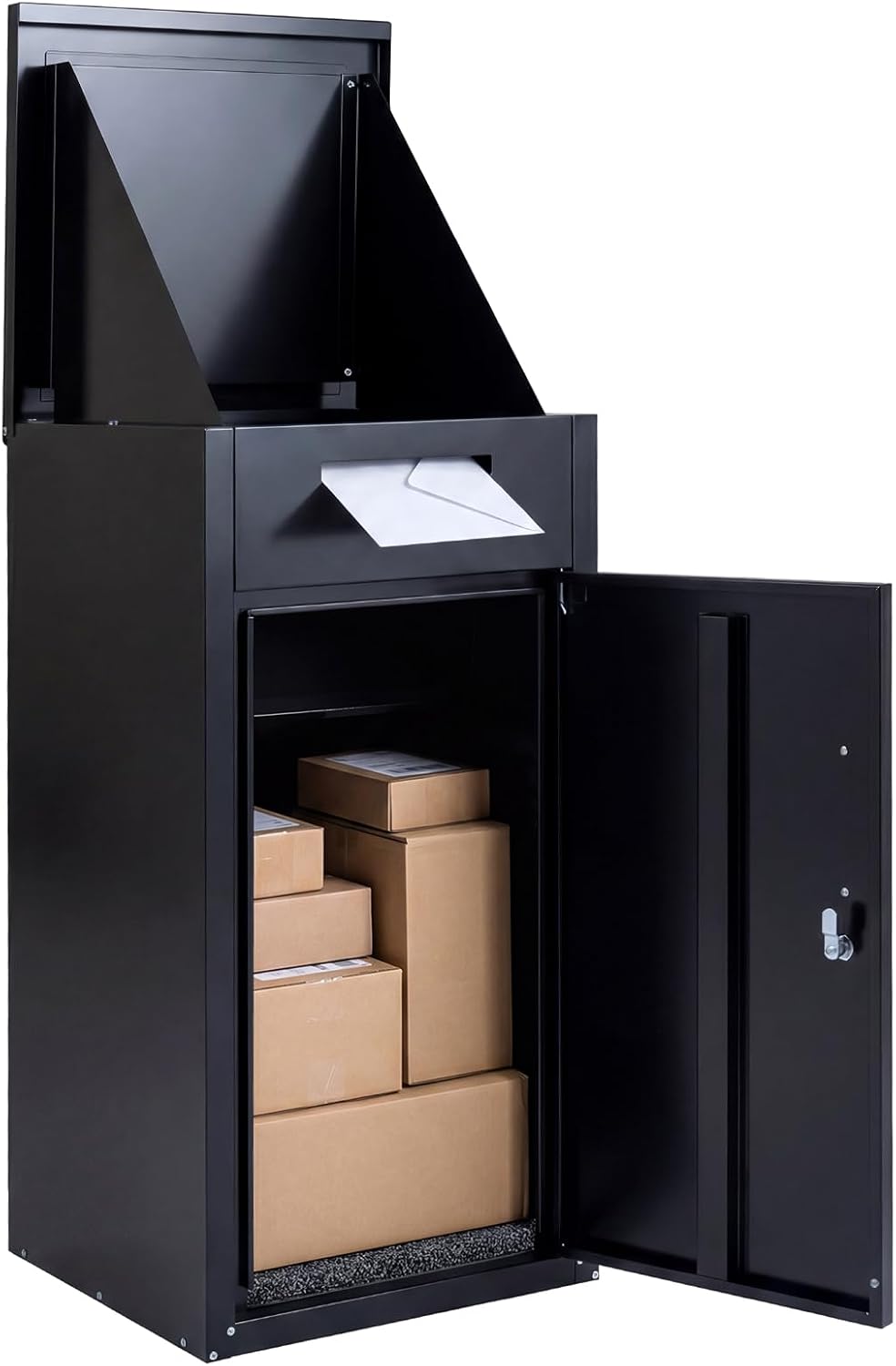 Goplus Package Delivery Boexes for Outside, 18' x 17.5' x 34' Galvanized Steel Parcel Drop Boxes with Lock, Anti-Theft Design, Package Mailbox for Home, Office, Yard, Curbside (18' x 17.5' x 34')