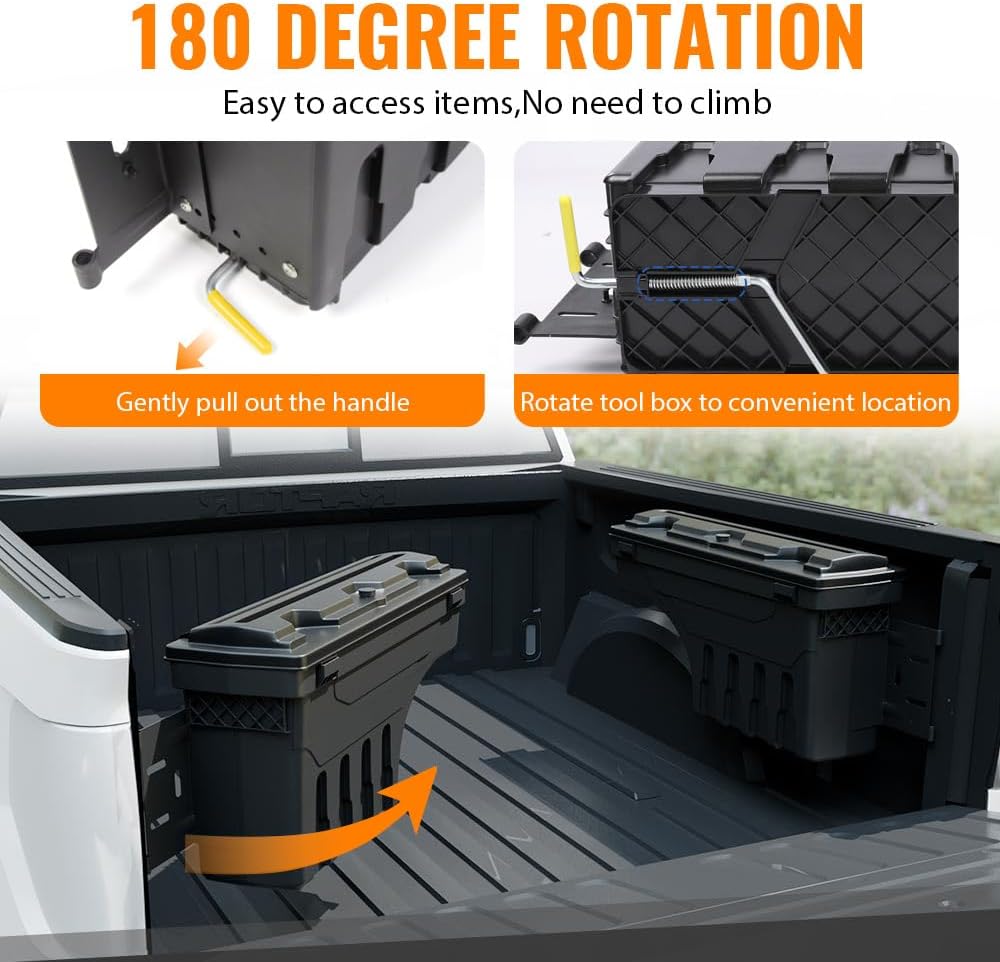 G-PLUS Truck Bed Storage Box Tooling Box Case Left Driver Side Compatible with Ford F150 1997 1998 1999 2000 2001 2002 2003 2004 2005 2006 2007 2008 2009 2010 2011 2012 2013 2014 Black