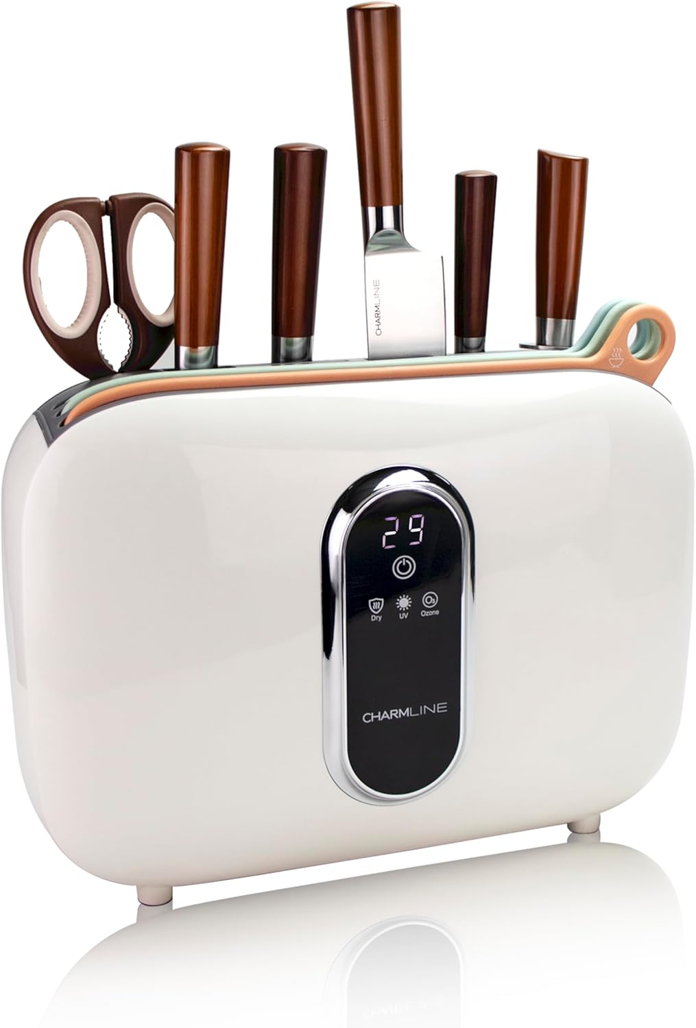 Charmline Smart Cutting Board and Knife Set with Holder, Self-Cleaning & Drying, Space-Saving Kitchen Organizer, Practical Gift for Mom, Dad, Housewarming, Birthday & Christmas