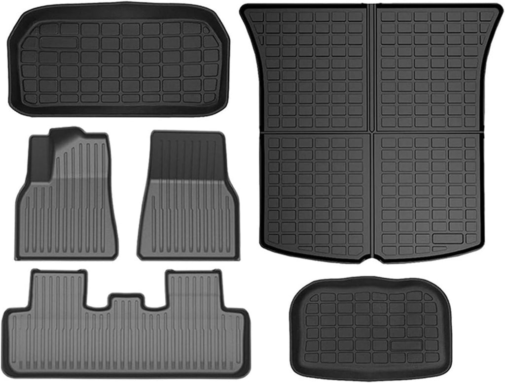 Compatible with Tesla Model Y 7 Seater and Model Y 5 Seat All Weather TPE Waterproof Anti-Slip Floor Mat Cargo Liner 2020-2023 Accessories(Y-5-Seat FT-6-LHD)