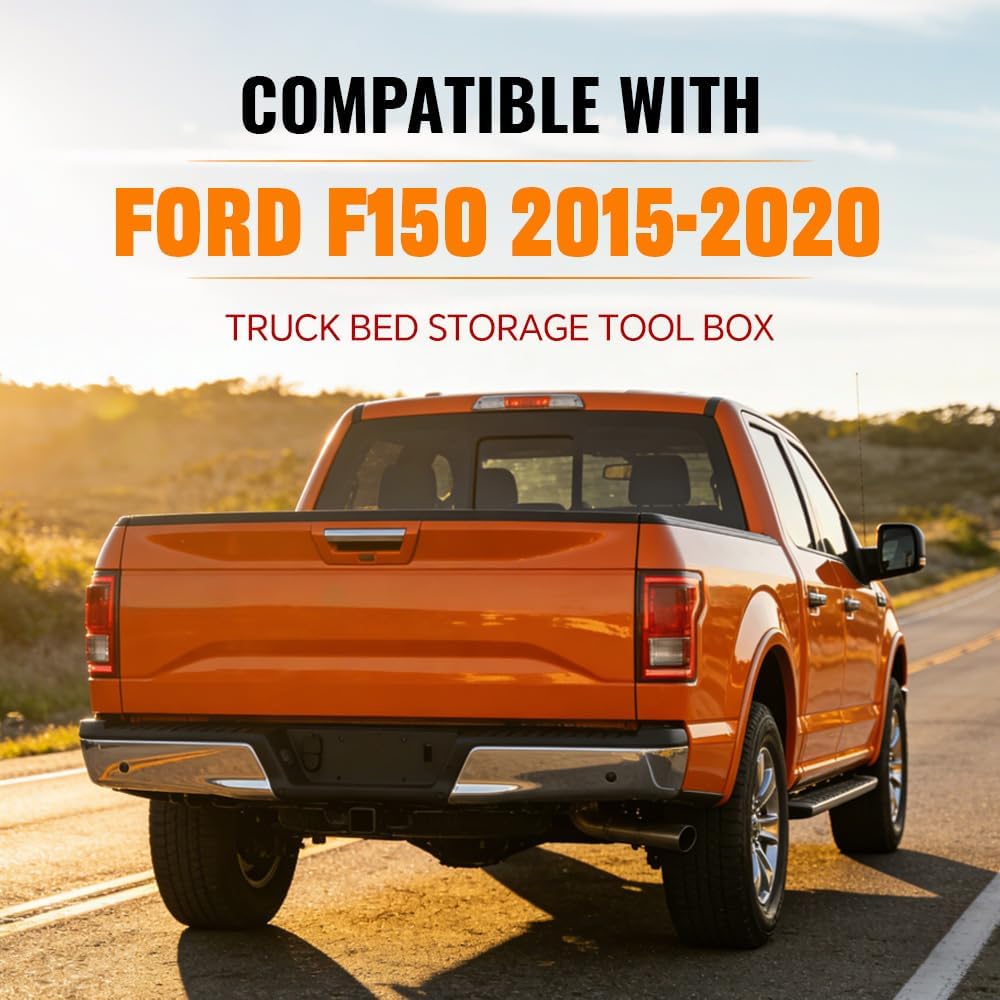 G-PLUS Lockable Storage Boxes Case Truck Bed Tool Box Driver & Passenger Side Pair Compatible with Ford F150 2015-2020 Black