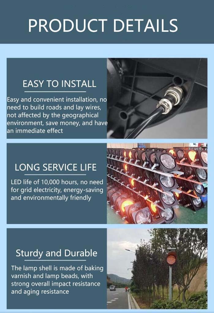Solar Traffic Signals Signs Lights, Yellow Traffic Warning Light, Single Flashing Waterproof Road Safety Emergency Lamp, with Solar Panel and Sun Visor(30cm/12in)