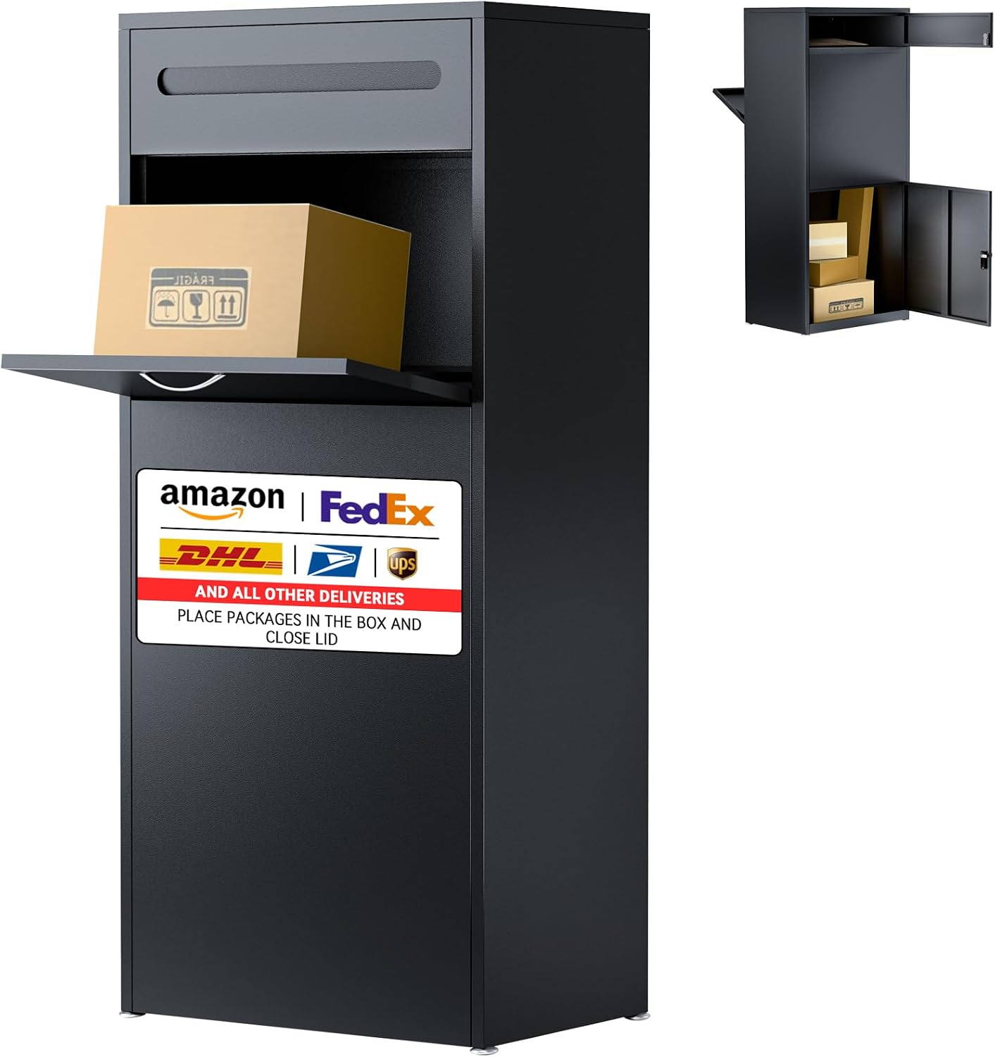 Package Delivery Boxes & Mailbox for Outside, No Assembly Required Large Parcel Drop Box with Keys, Steel Mailbox with Waterproof Anti-Theft Function, Not Easy Deformed for Home, Porch, Business