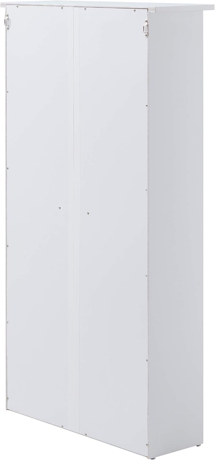 SEI Furniture - Window Pane Media Cabinet - White - Transitional Design, White Glass and Wood - Ideal for Home Office, Living Room (MS1075)