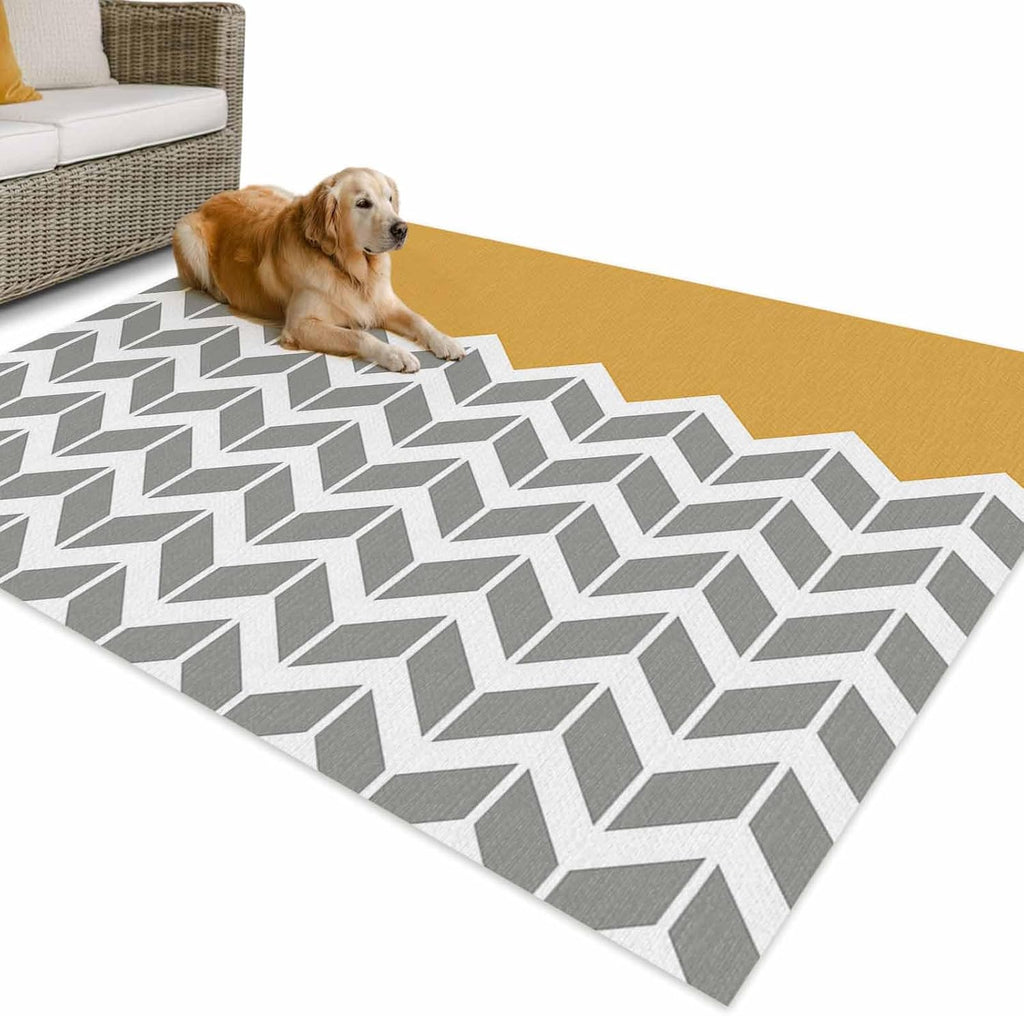 Outdoor Rug 4x6ft Geometric Chevron Arrow Orange Patio Area Rugs Waterproof Easy Cleaning Non Shedding Thick Mats Art Carpet for Indoor Outdoor Porch Deck Backyard Balcony