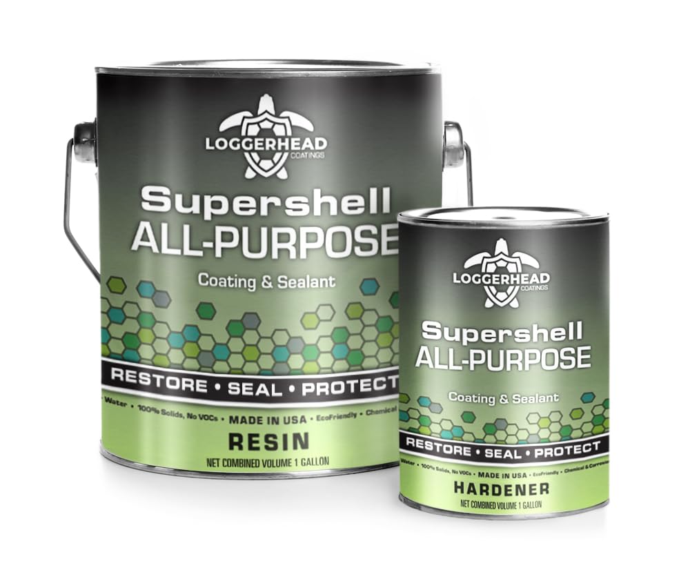 Loggerhead Supershell All-Purpose Industrial Grade Epoxy Sealer & Resurfacer - 1 Gallon Kit | Chemical and Corrosion Resistant | 100% Solids and No VOCs | Multiple Applications and Eco-Friendly