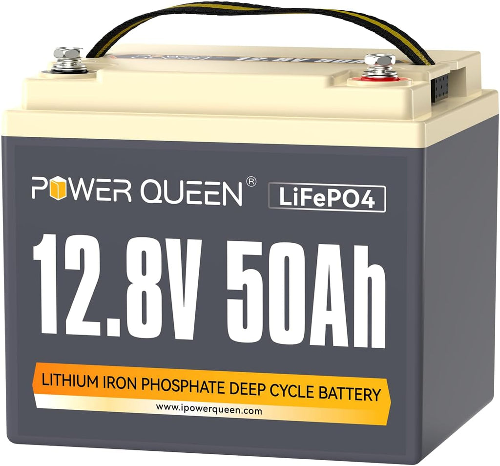 Power Queen 12V 50Ah LiFePO4 Battery Upgrade, Lithium Battery with 50A BMS Protection, Up to 15000 Cycles, Portable & Lightweight for RV Camping, Trolling Motor,Fish Finder, Solar
