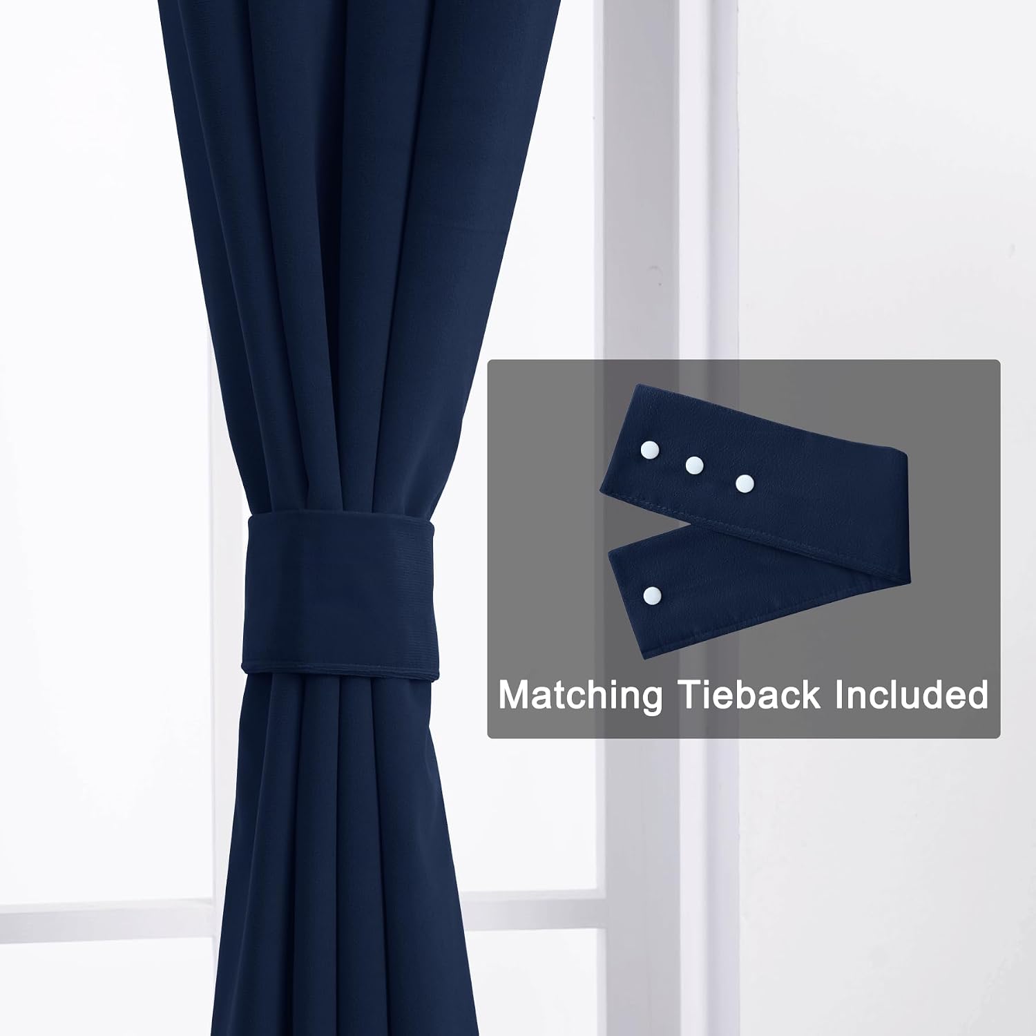 Fcosie 100% Light Blocking Velvet Curtain 102 inches Length, Nickel Grommet Curtain for Sliding Patio Door Apartment Window Gazebo, Absolutely Blackout Drapery, Navy Blue 84' W by 102' L (1 Panel)