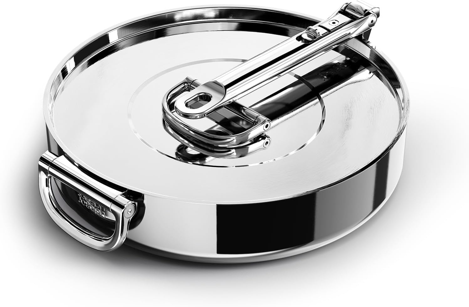 Joseph Joseph Space Steel 3.5qt Stainless Steel Saute Pan with Lid & Folding Handle, Induction & Oven Safe