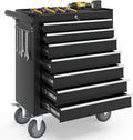 7-Drawer Rolling Tool Chest with Wheels, Tool Box with Locking System and Sliding Drawers, Heavy Duty Organizer for Warehouse, Workshop Garage Black