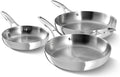 Calphalon Premier Polished 5-Ply Stainless Steel Cookware Set w/Turbo Heat Tech 3 Piece Frying Pan Set, Induction, Oven Safe 500F, Oven Safe 500F, PFOA Free, Polished Stainless Silver