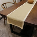 Handmade Simple Table Runners 30x250cm Runner Burlap Vintage Lace Jute Tv Cabinet Rectangular (Gray 30x180cm) (Khaki 30x210cm)