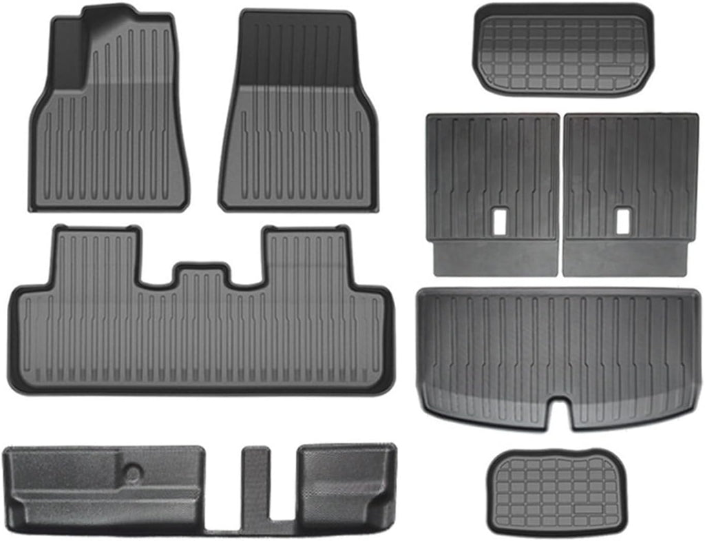 Compatible with Tesla Model Y 7 Seater and Model Y 5 Seat All Weather TPE Waterproof Anti-Slip Floor Mat Cargo Liner 2020-2023 Accessories(Y-7-Seat FT-8-LHD)