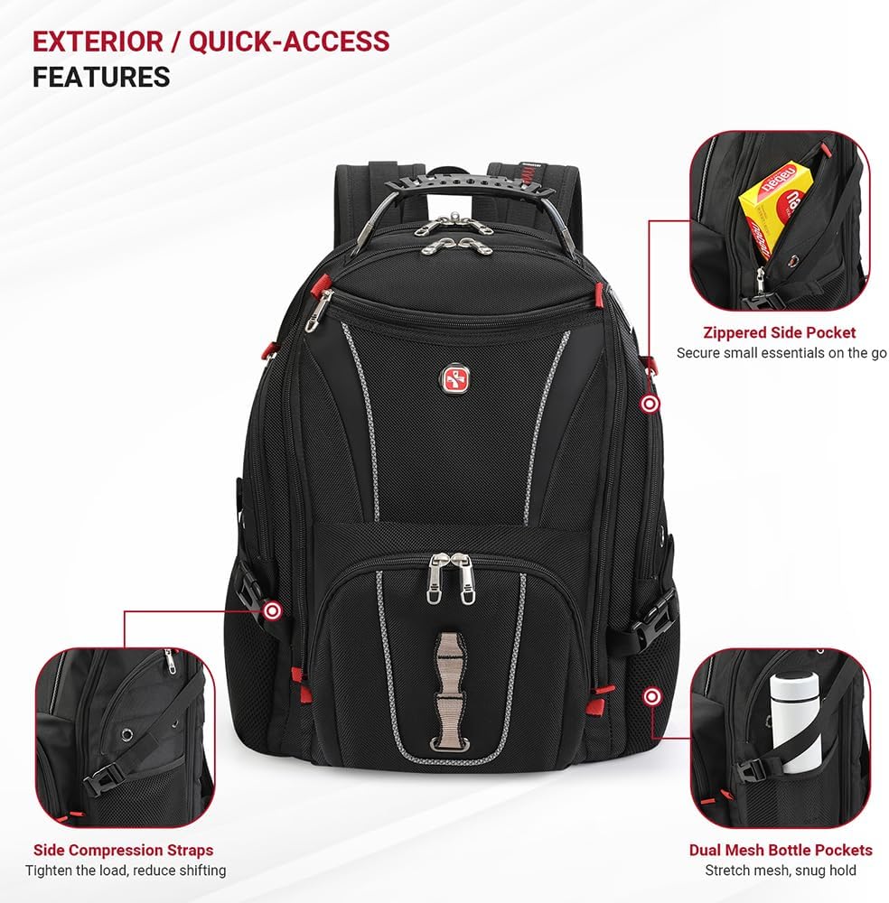 star cloud Rolling Laptop Bag with 4 Spinner Wheels & 17.3' Laptop Backpack Bundle – Business Travel Carry On Set with USB & Type-C Charging Ports