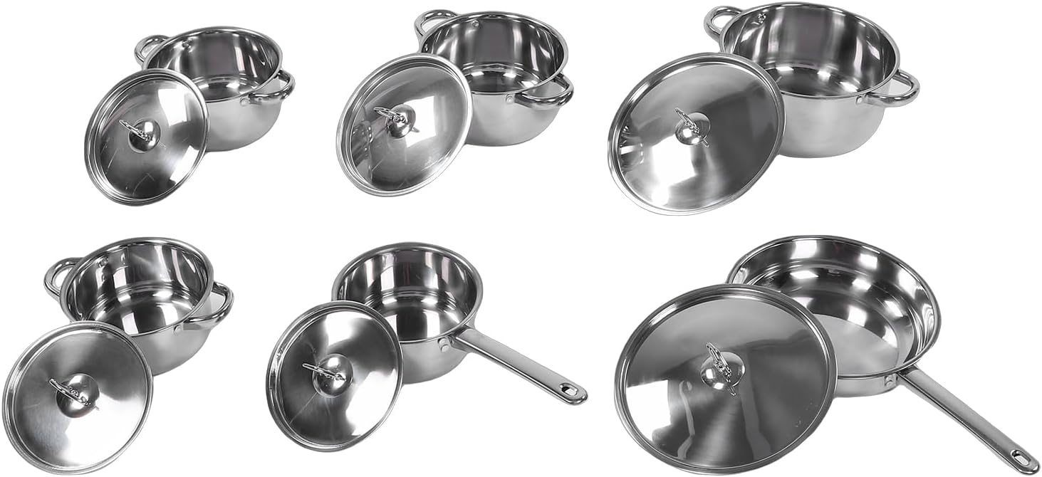 Pssopp Cookware Utensil Set Stainless Steel Pot Pan Set, Various Cooking Methods Cookware Sets for Home Induction Oven Cooking Nan