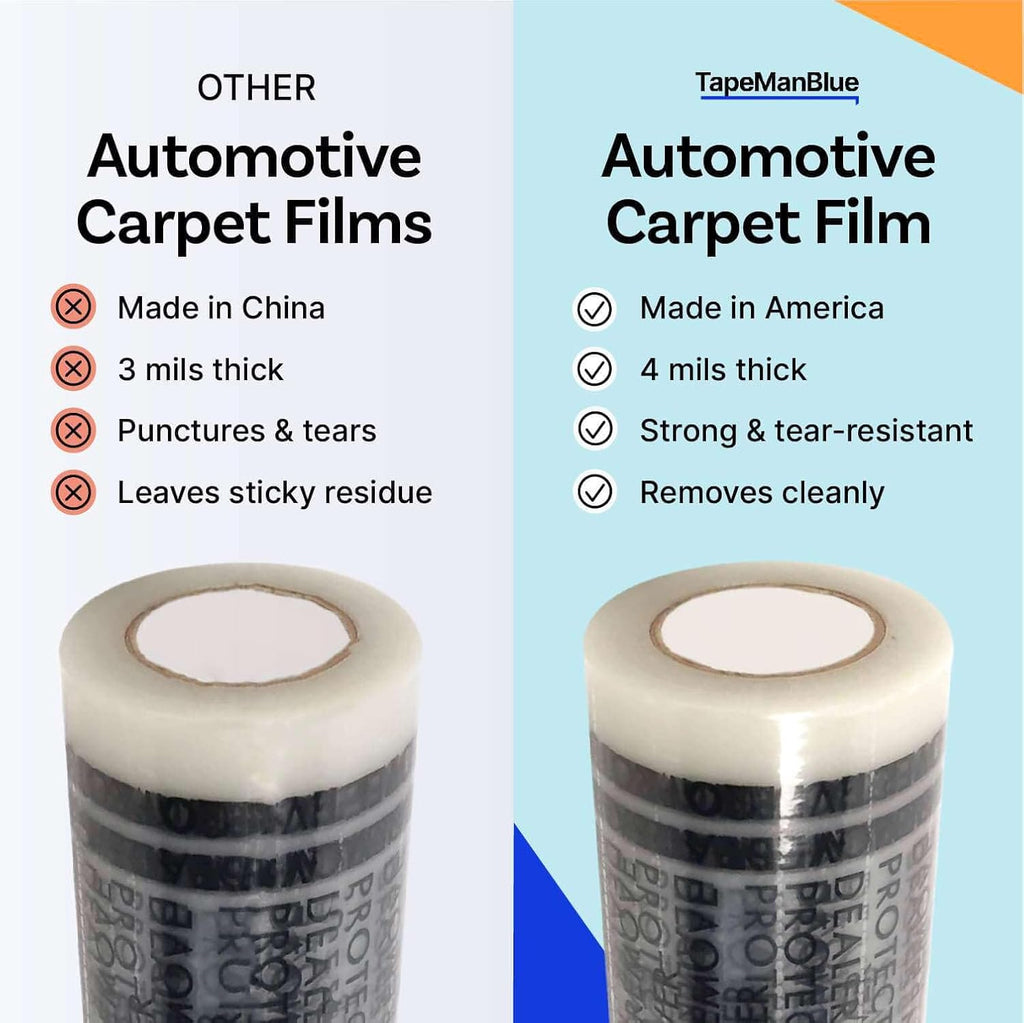 Auto Carpet Film, 24' Roll with 21' Perforation, 4 Mils Thick, Dealer Must Remove Protective Cover, Plastic Floor Mats for Car Carpet Protection, Made in USA (24' x 600' Roll)