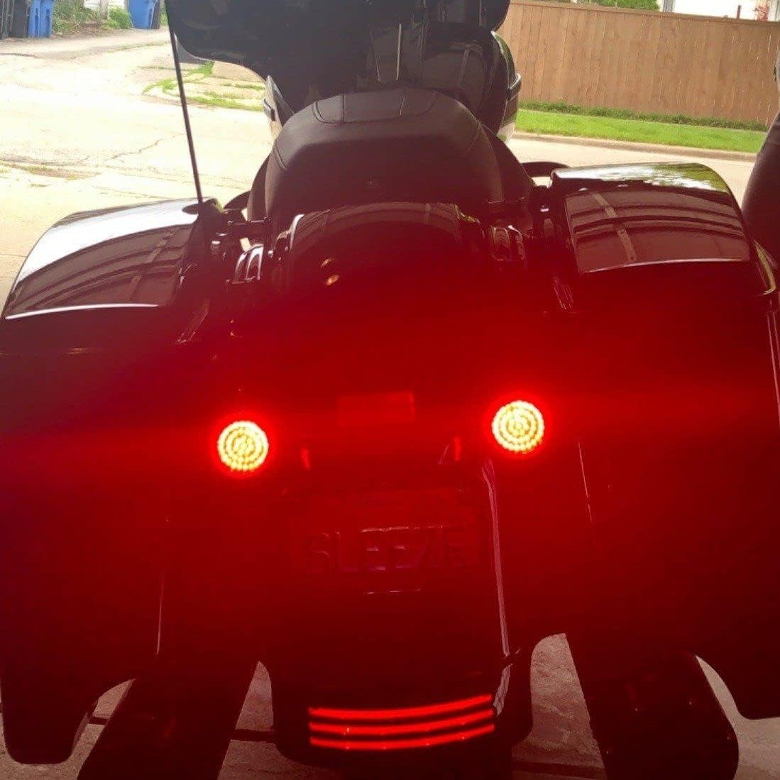 Eagle Lights 8748RTS-EE 2 Inch Rear LED Turn Signals with Halo Running Lights and Brake Lights Compatible With Harley Davidson® Motorcycles - Generation I / 1157 Base/Red/Add Load Equalizer