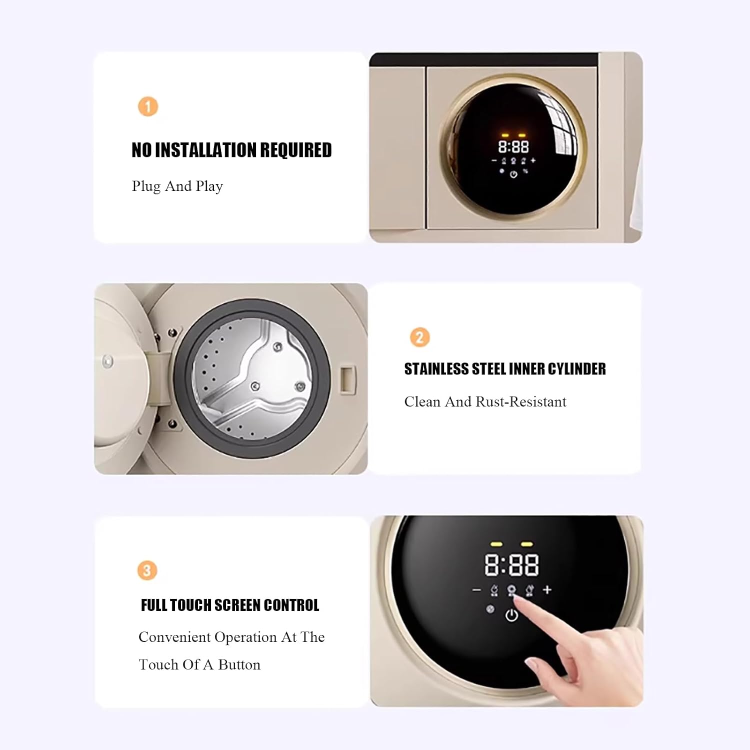 Mini Washing Machine Portable Washer Machine,Wall Mounted Countertop Dual Purpose,Washer and Dryer Combo for Small Items of Clothing Underwear and Socks