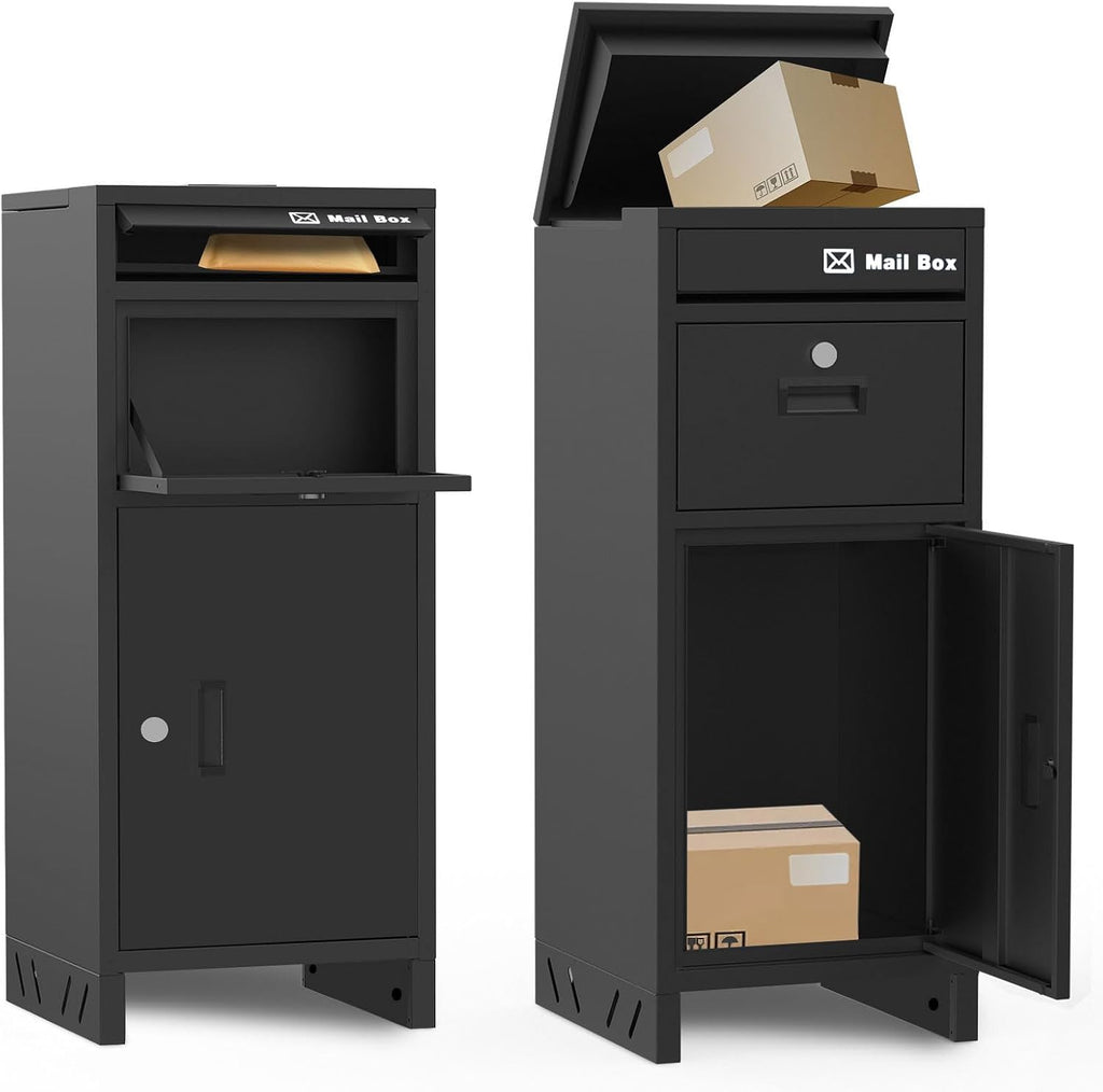 OZG Package Delivery Boxes for Outdoor, Parcel Drop Box with Heavy-Duty Steel, Waterproof, Anti-Theft Design, for Outside of Home/Shop/Office (15.7 * 37.8 * 15.7')