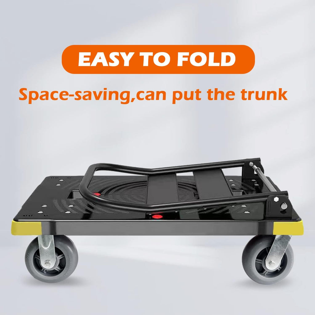 Chinco Star Folding Push Cart Dolly - 1300LBS Heavy Duty Portable Moving Dolly with 360 Swivel 6'' Wheels (35L x24W x40H in)