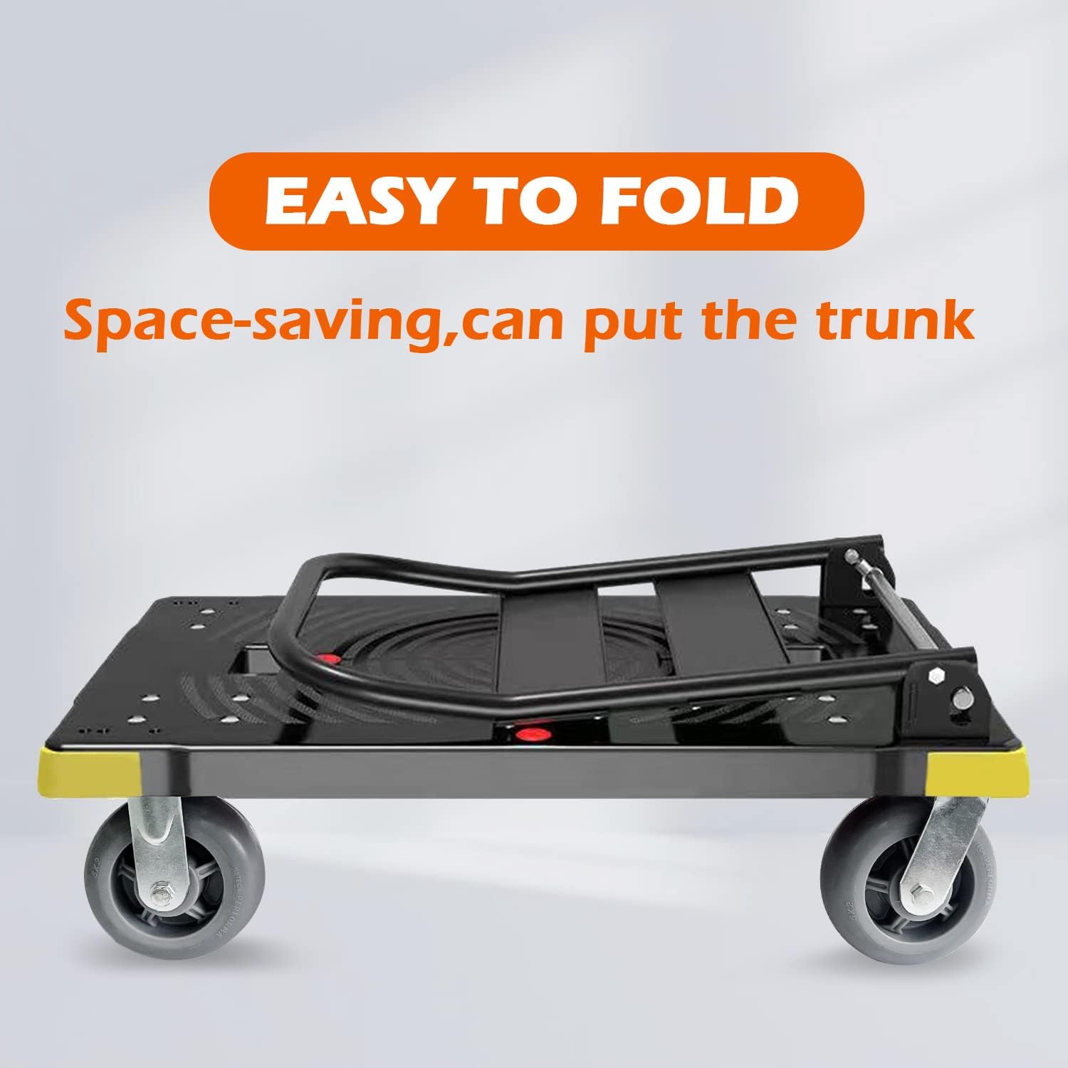 Chinco Star Folding Push Cart Dolly - 1300LBS Heavy Duty Portable Moving Dolly with 360 Swivel 6'' Wheels (35L x24W x40H in)