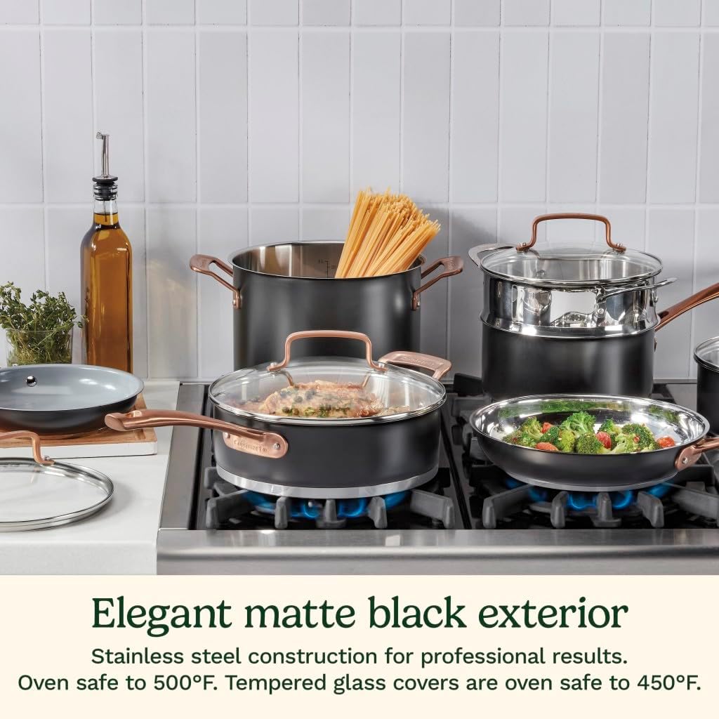 Cuisinart 11-Piece Matte Black Elegance Cookware Set, MBK89-11