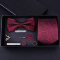 Necktie Men's Wedding Necktie Jacquard Arrow Men's Necktie Handkerchief Pin Cufflinks Gift Box Package Business Wedding (Color : A) (B) Cufflinks (A)