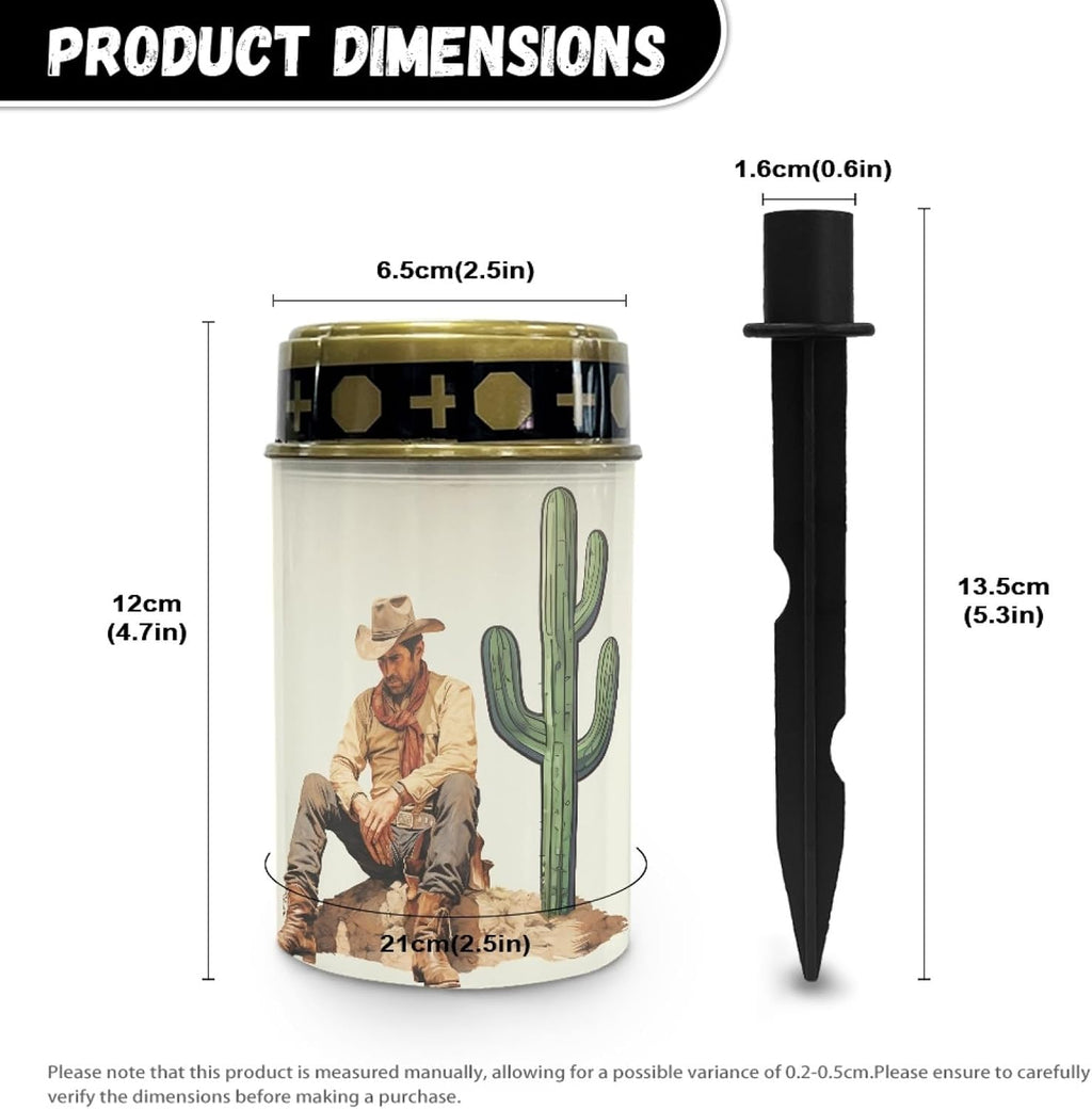 Western Cowboy Cemetery Lights for Grave, Outdoor Solar Garden Pathway Lights - Solar Powered Lanterns for Yard, Patio, Driveway
