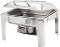 Denmark Tools for Cooks Celebrations Cookware Collection 5 Piece 6.3-Quart Heavy Gauge Stainless Steel Square Chafing Dish Set with Hydraulic Soft Close Glass Lid for Entertaining & Catering