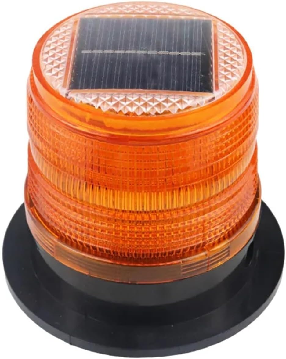 1pc Solar Power Warning Flash Beacon Light Sensor Emergency LED Lamp Car Rotating Traffice Safety Light Magnet Ceiling(Orange)