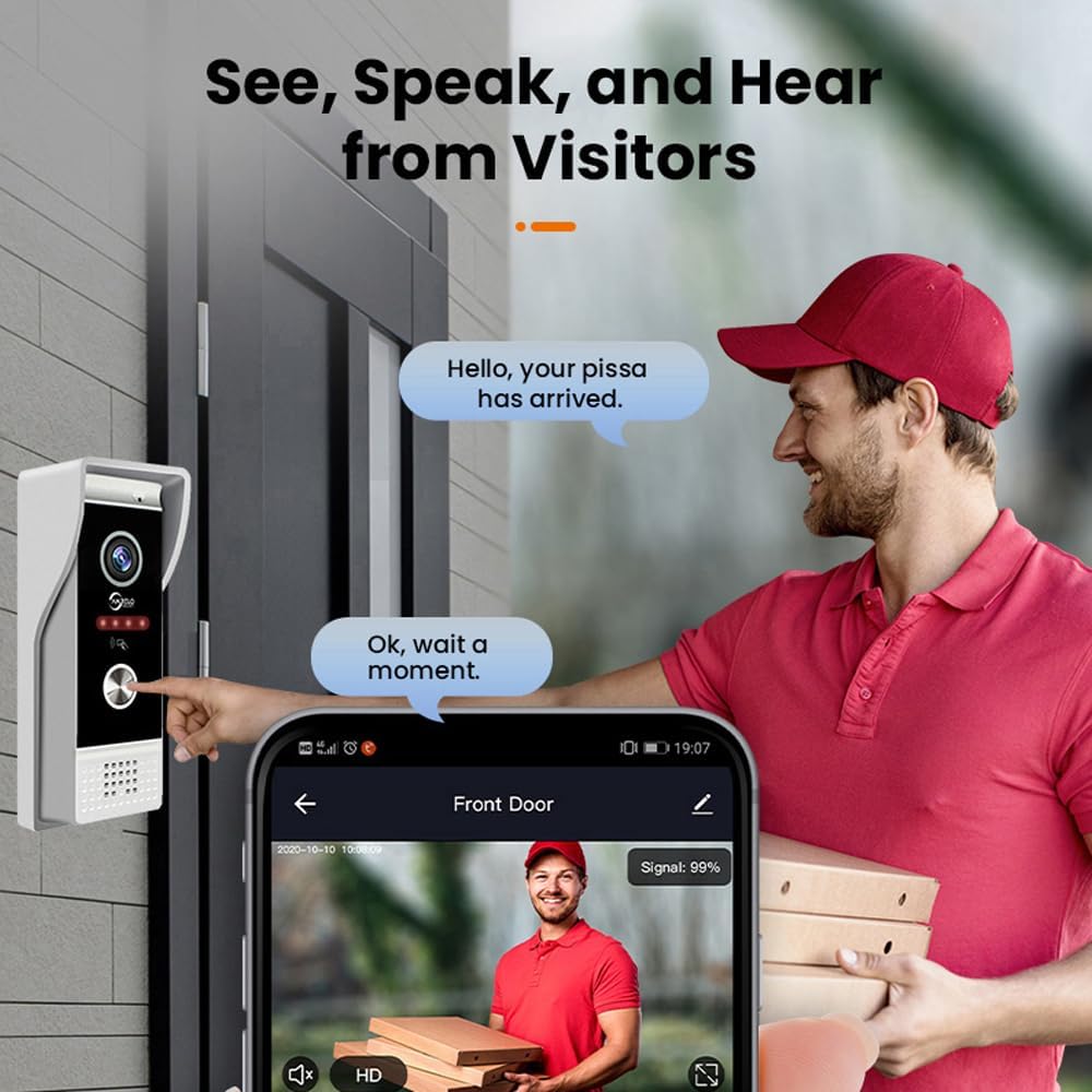 Wired Smart Video Apartments Intercom System,10 Inch Monitors with 1080P Doorbell Camera,3-in-1 Unlocking,TUYA WiFi Door Phone Kits, Ideal for Villas & Homes (1 doorbell + 1 Monitor)