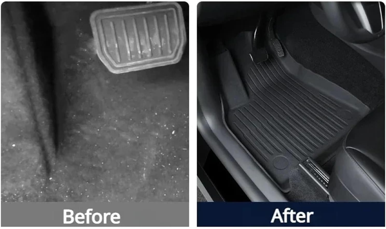 Floor Mats Compatible for Tesla Model Y 3 2017-2024 Highland Left Right Rudder All Weather TPE Non-Slip Cargo Liner Cargo Trunk Accessories(Model 3 RHD)