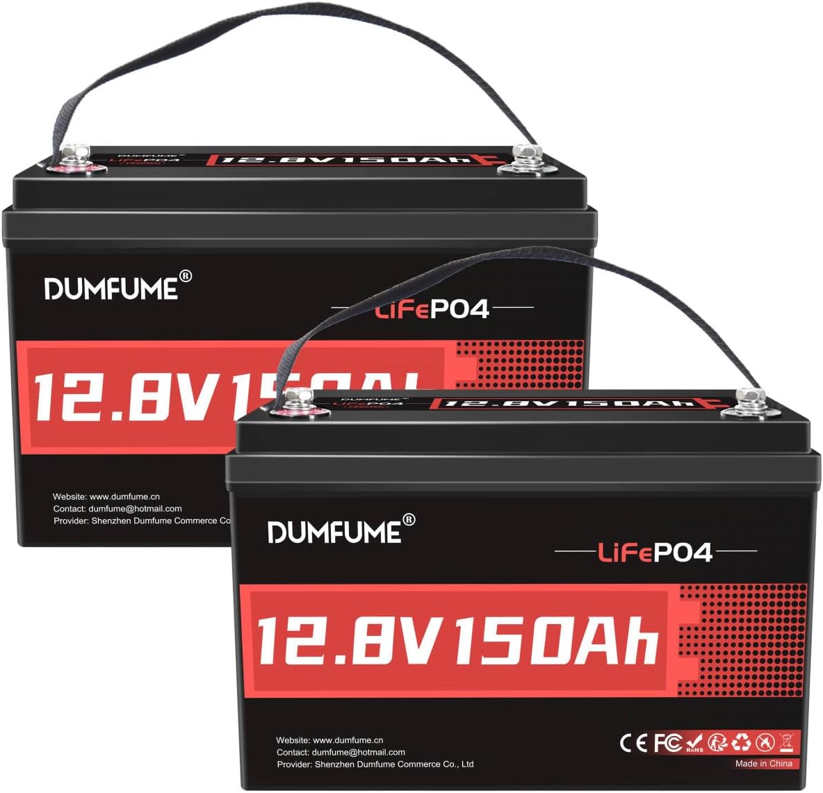 2 Packs 12V 150Ah LiFePO4 Lithium Battery with 100A BMS up to 8000+ Cycles 12V Lithium Battery Ideal for Solar System,Backup Power,RV,Camping,Off-Grid,Marine