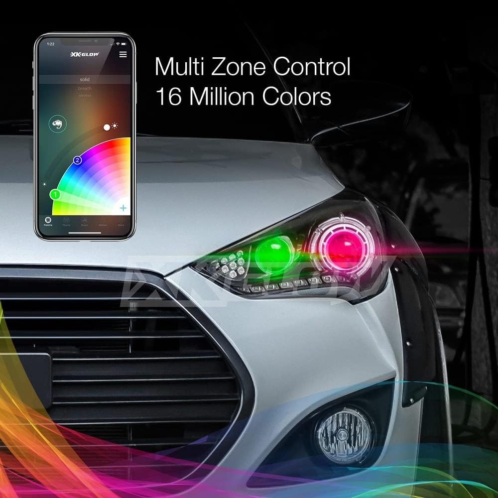 XKGLOW H4 / 9003 / HB2 2in1 LED Fog light Bulb Kit - XKchrome Smartphone App-enabled Bluetooth RGB Devil Eye + LED Fog light Conversion