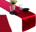 MDS 50 PCS Satin Table Runners 12 x 108 Inch Charmeuse Sateen Silk Table Runner for Indoor Outdoor Wedding Reception Birthday Graduation Party Event Banquet Dining Table Decoration - Apple Red