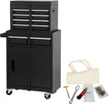 Tool Chest, 5-Drawer Rolling Tool Storage Cabinet with Detachable Top Tool Box, Liner, Universal Lockable Wheels, Adjustable Shelf, Locking Mechanism, Metal Tool Cart,154pcs Tools