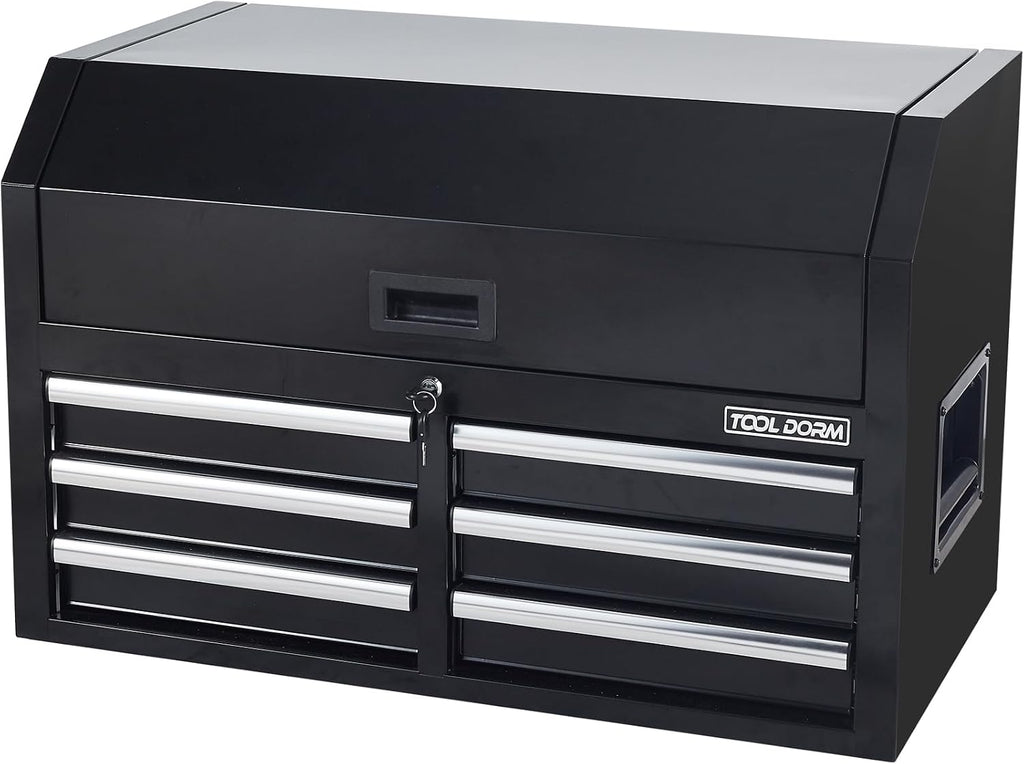 Tool Storage Cabinet, 3-Tier 6-Drawer Metal Tool Cabinet, Carry Handle, Ball Bearing Sliders, Black Powder Coating, Suitable for Garage, Warehouse, Workshop