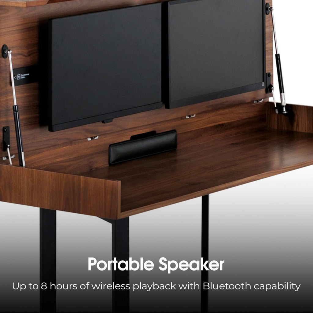 Transformer Table - Dining Table to Computer Desk, Work-from-Home Office, Gaming Desk, Study Desk, Space-Saving Furniture, Multiuse Dining Table, Royal Brown