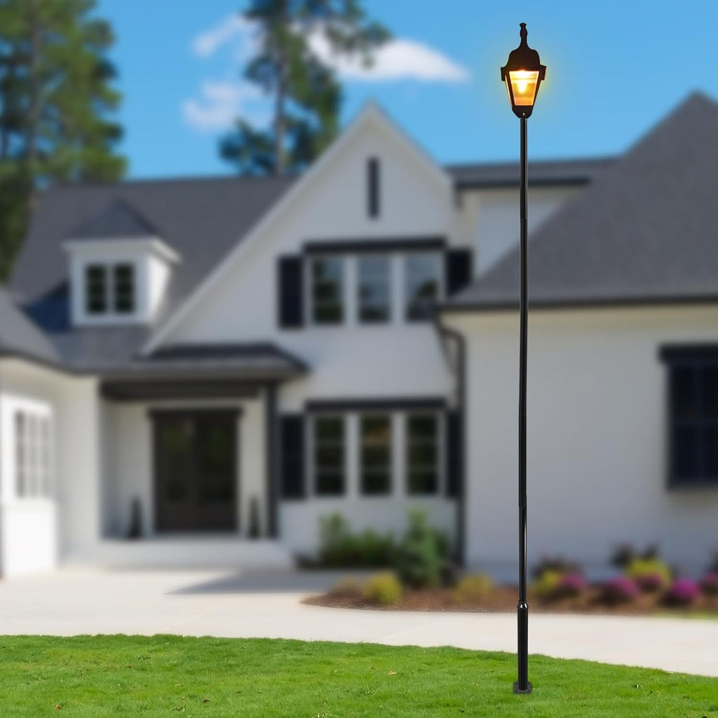 Street Light Pole 18.37ft Tall, Metal Light Poles for Outside with Full Set Accessories Solar Light Pole Split Street Lamp Post for Outdoor Street (Large and Small Poles 114 + 76 mm)
