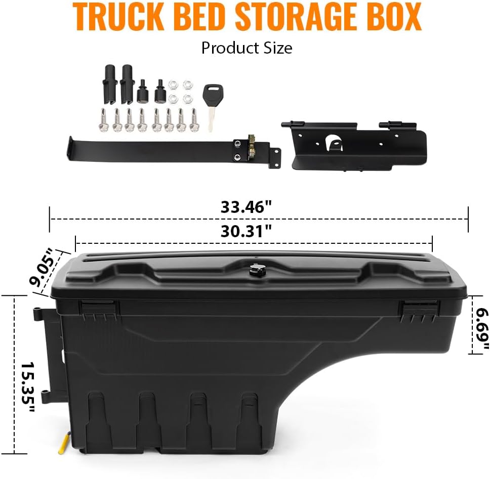 G-PLUS Truck Bed Storage Box Tool Box Compatible with 2007-2020 Toyota Tundra Black Rear Tool Box 2PCS Driver and Right Passenger Side