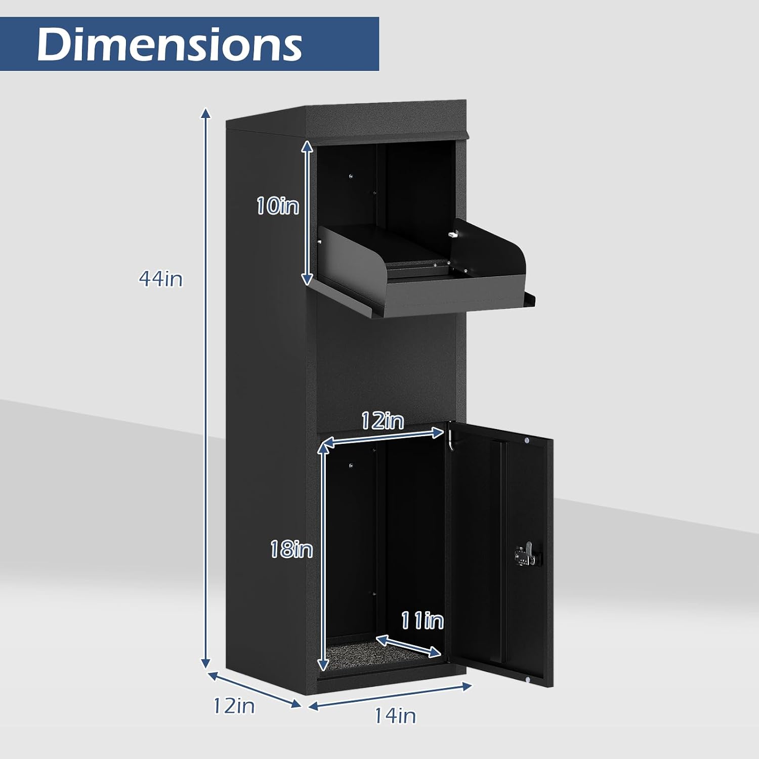 Goplus Package Delivery Boexes for Outside, 14' x 12' x 43.5' Galvanized Steel Parcel Drop Boxes with Lock, Anti-Theft Design, Package Mailbox for Home, Office, Yard, Curbside (14' x 12' x 43.5')