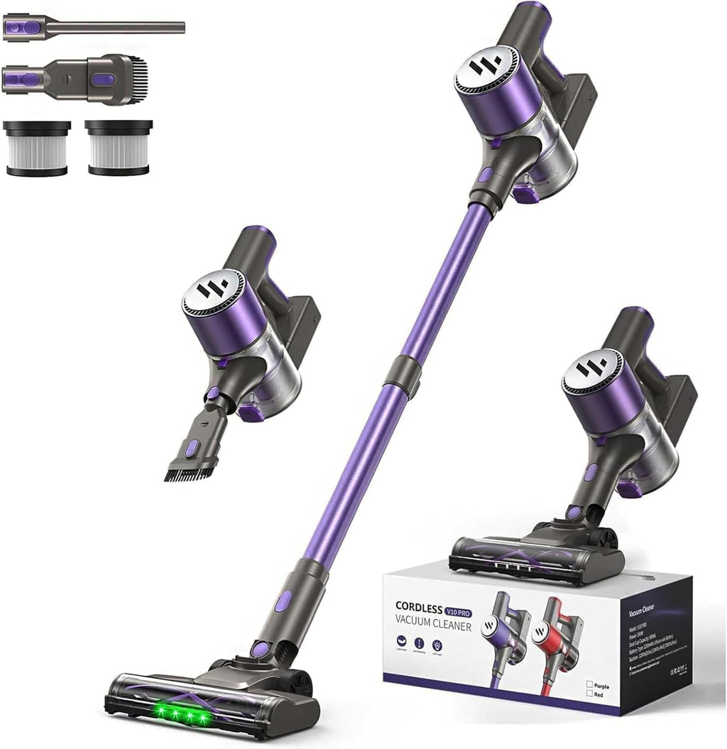 Cordless Vacuum Cleaner,Vacuum Cleaner for Home with Brushless Motor,Lightweight Stick Vacuum with Self-Standing and Touch Screen,Hardwood Floor Vacuum for Pet Hair,Carpets,Tile(Classic Purple)