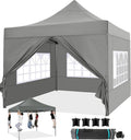 COBIZI 10x10 Pop up Canopy Tent Heavy Duty, Easy Set-up Commercial Outdoor Party Tent, 100% Waterproof Wedding Tents Gazebo, 3 Height Adjustable with Wheeled Bag, Gray