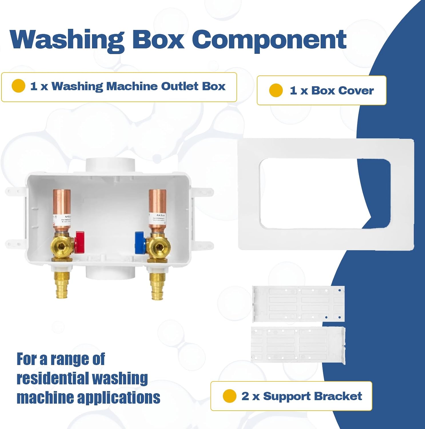 5-PACK GUOFIS Washing Machine Outlet Box with Center Drain,PEX Laundry Washer Box with Copper Water Hammer Arrestor (1/2'PEX-A Expansion Connection Inlet X 3/4'MHT Outlet)