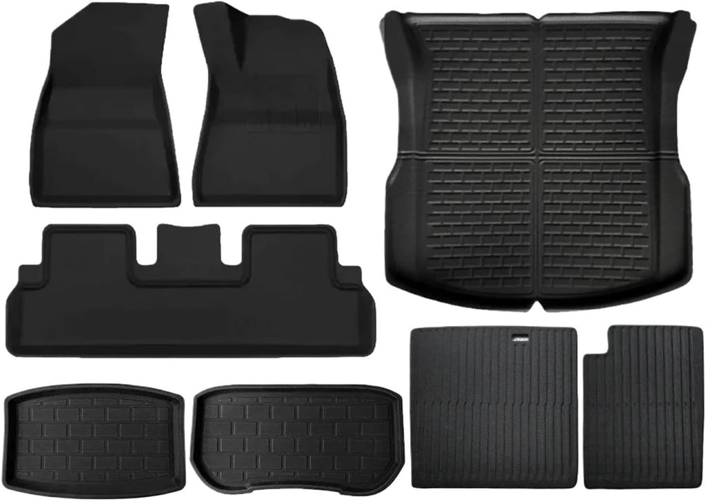 Auto Parts Compatible with Tesla Model 3 2024 Highland XPE Floor Mats All Weather Car Floor Mats Front Rear Frunk Cargo Liner Set Anti Slip Waterproof(8PCS LHD)