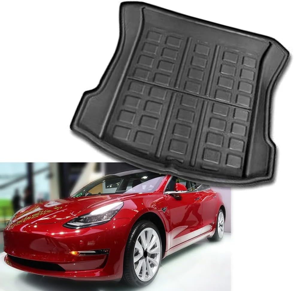 Auto Rear Trunk Tray Cargo Liner Boot Floor Mat Carpet TPR Waterproof for Tesla Model 3 2017-2019 Car Accessories