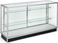 Displays2Go Free‑Standing Glass Display Case, 70' Retail Glass Showcase with Locking Sliding Doors & Aluminum Frame (IEV6WKD)